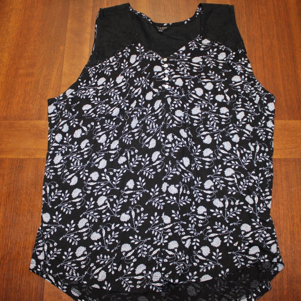 Lucky Brand Sleeveless Floral Lace V-Neck Button Up Tank Size 1X NWOT